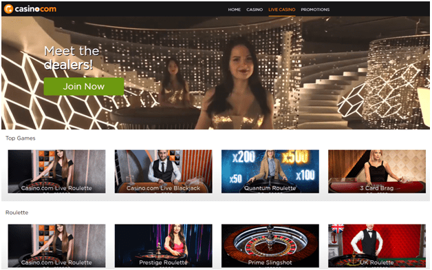 Casino.com Canadian site live dealer